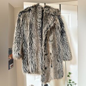 Women's Spirit Hoods Festival Coat - Black and Brown (Faux Fur)